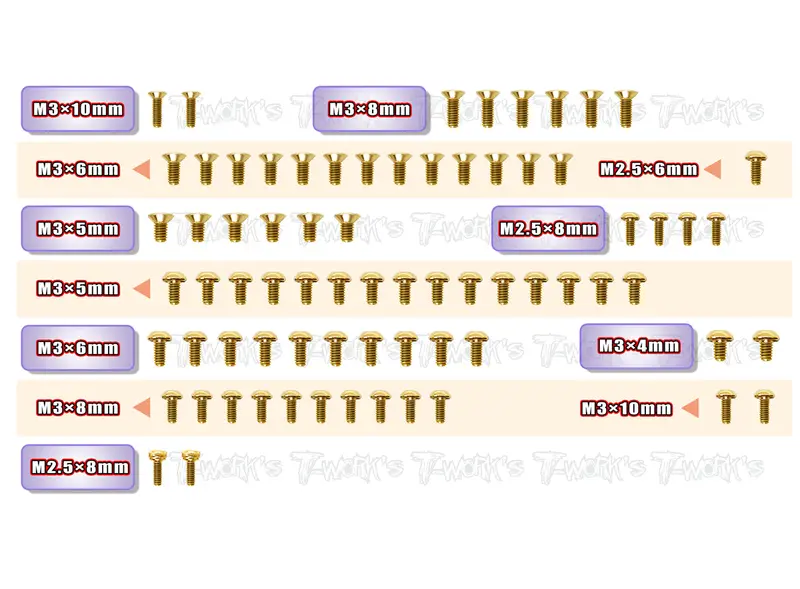 Gss-X12'22	Gold Plated Steel Screw Set 73Pcs. ( For Xray X12'22 ) 1