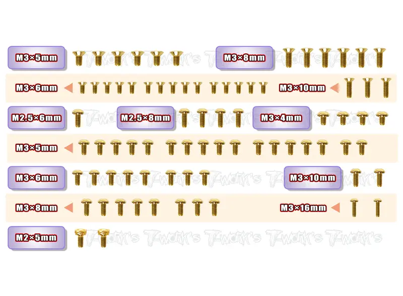 Gss-X12'23	Gold Plated Steel Screw Set 78Pcs. ( For Xray X12 2023 ) 1