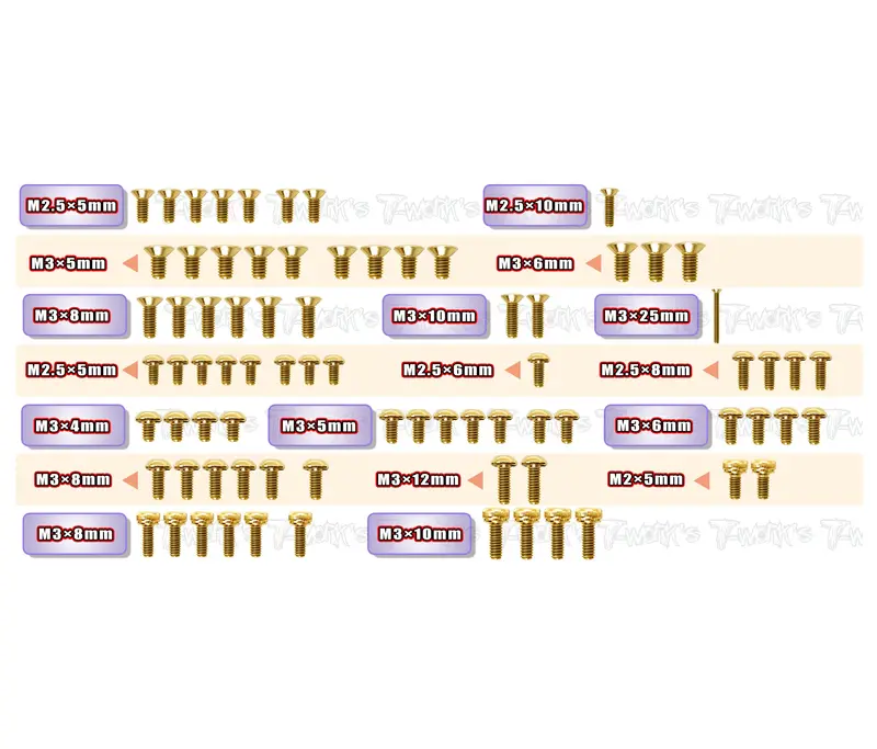 Gss-X12'25	Gold Plated Steel Screw Set 77Pcs.( For Xray X12'25 ) 1