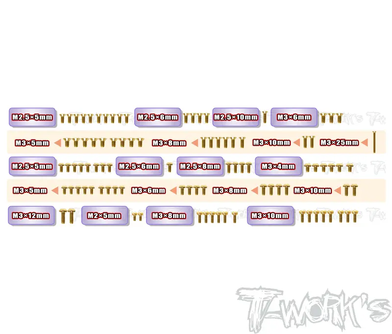 Gss-X12'26	Gold Plated Steel Screw Set 92Pcs. ( For Xray X12'26 ) 1