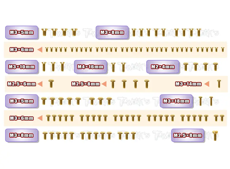 Gss-X1'23   Gold Plated Steel Screw Set 115Pcs. ( For Xray X1 2023 ) 1