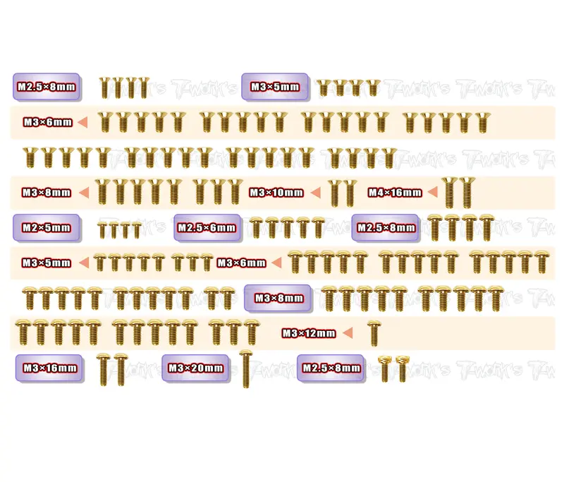 Gss-X1'24   Gold Plated Steel Screw Set 136Pcs. ( For Xray X1'24 ) 1