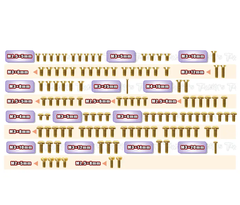 Gss-X1'25   Gold Plated Steel Screw Set 115Pcs.( For Xray X1'25 ) 1