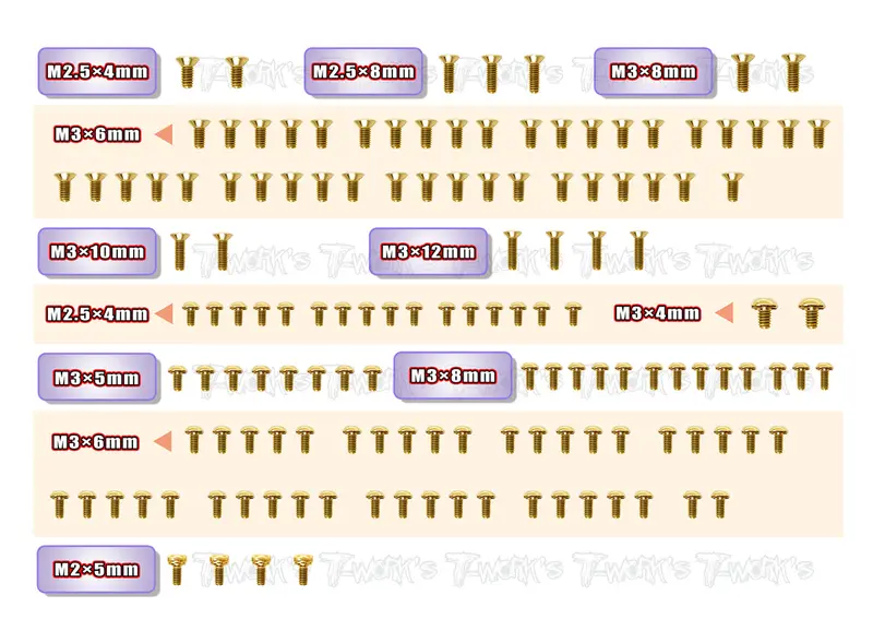 Gss-X20'23	Gold Plated Steel Screw Set 139Pcs. ( For Serpent X20 2023 ) 1
