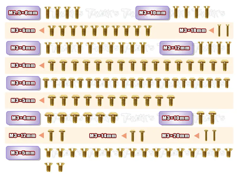Gss-X4  Gold Plated Steel Screw Set  115Pcs. ( For Xray X4 ) 1