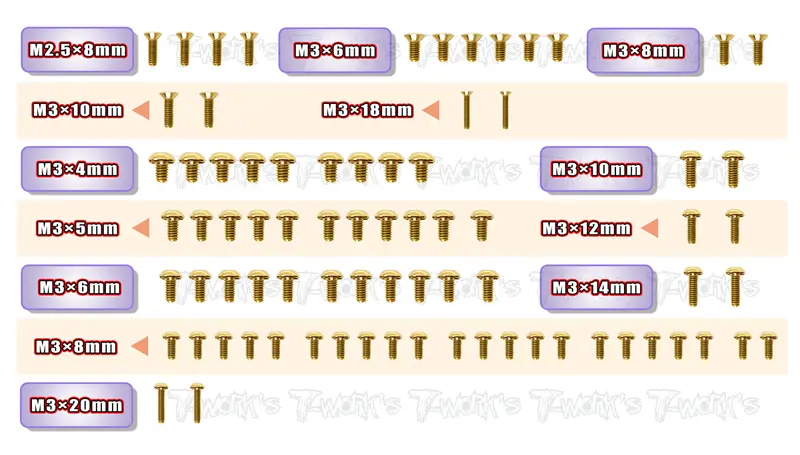 Gss-X4'23-T	Gold Plated Steel Upper Deck Screw Set 77Pcs.( For Xray X4 2023 ) 1