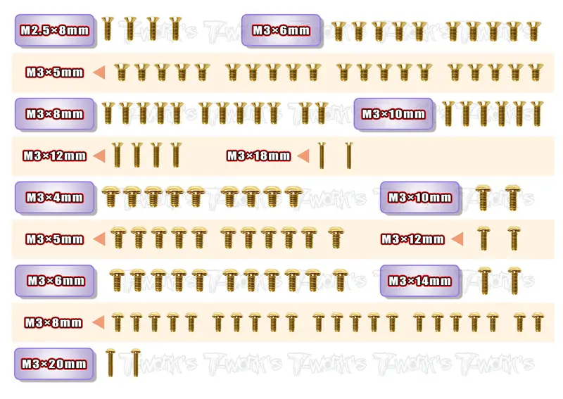 Gss-X4'23	Gold Plated Steel Screw Set 119Pcs. ( For Xray X4 2023 ) 1