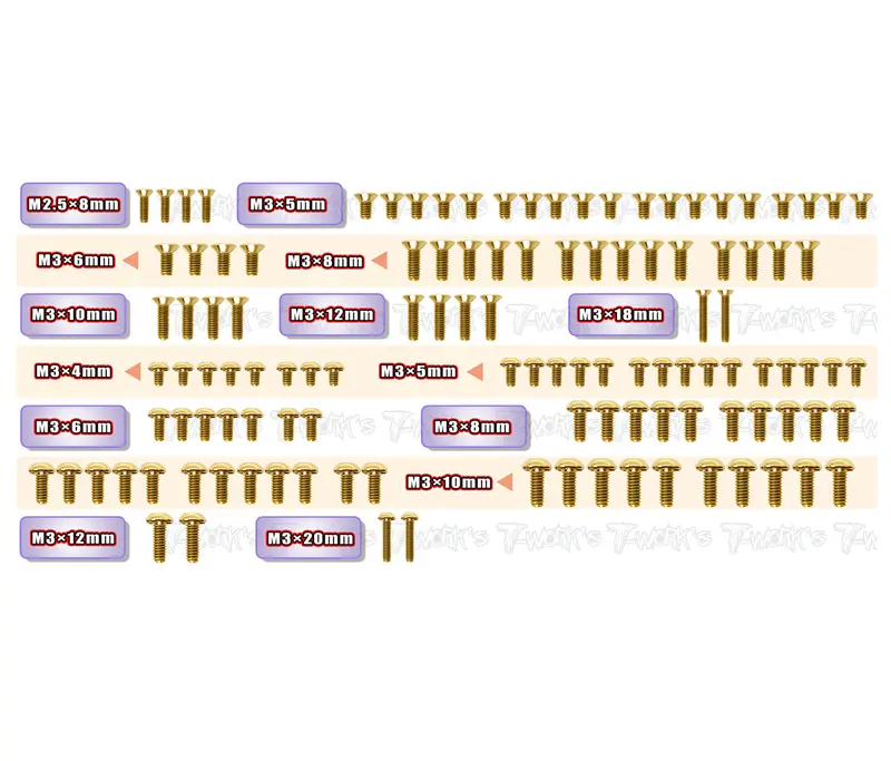 Gss-X4'24	Gold Plated Steel Screw Set 117Pcs. ( For Xray X4 2024 ) 1