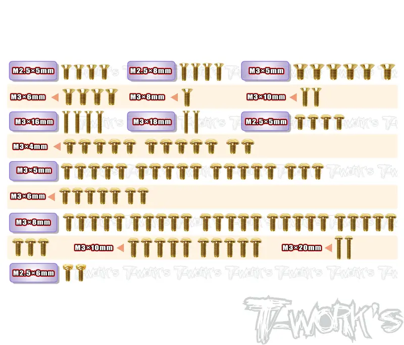 Gss-X4'26-T 	Gold Plated Steel Upper Deck Screw Set 110Pcs.( For Xray X4 2026 ) 1