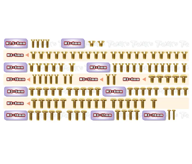 Gss-X4f'25    Gold Plated Steel Screw Set 106Pcs.( For Xray X4f'25 ) 1