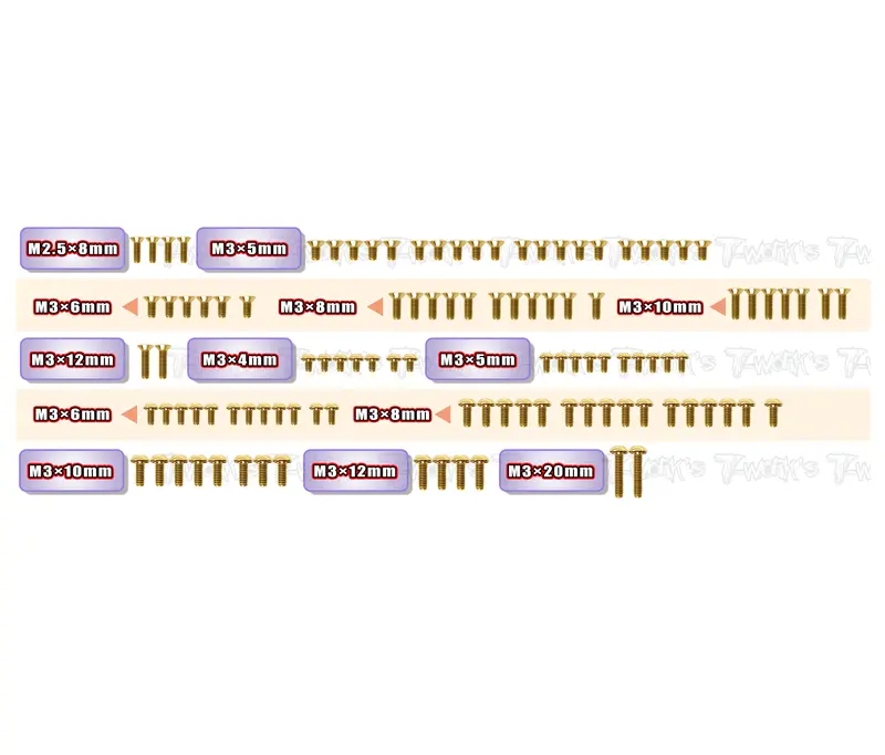 Gss-X4f'26	Gold Plated Steel Screw Set 109Pcs. ( For Xray X4f'26 ) 1