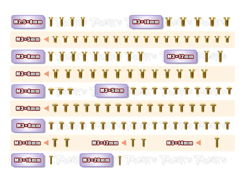 Gss-X4f	Gold Plated Steel Screw Set 105Pcs. ( For Xray X4f ) 1