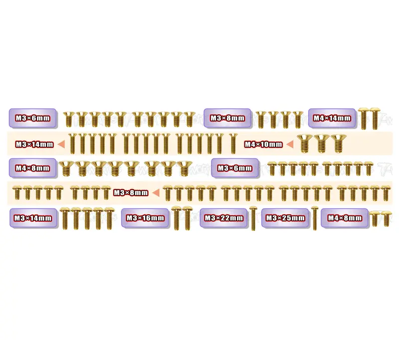Gss-X8'26   Gold Plated Steel Screw Set 93Pcs. ( For Xray X8'26 ) 1