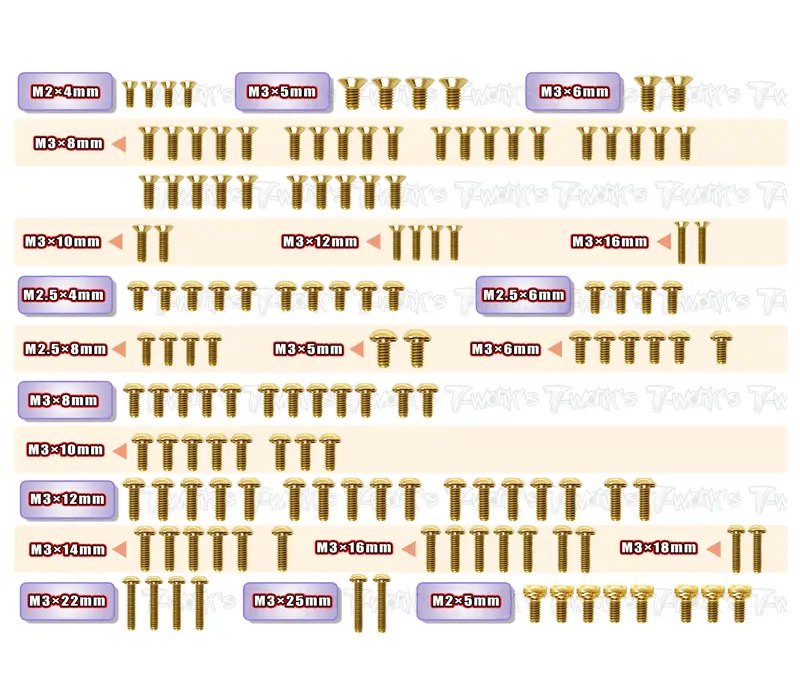 Gss-Xb2'25   Gold Plated Steel Screw Set 140Pcs.( For Xray Xb2'25 ) 1