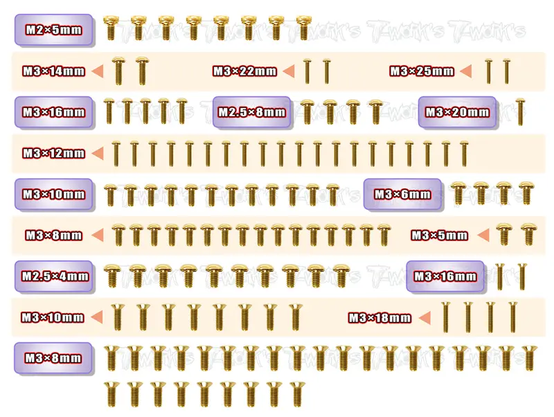 Gss-Xb2c'21	Gold Plated Steel Screw Set  130Pcs. ( For Xray Xb2c'21 ) 1