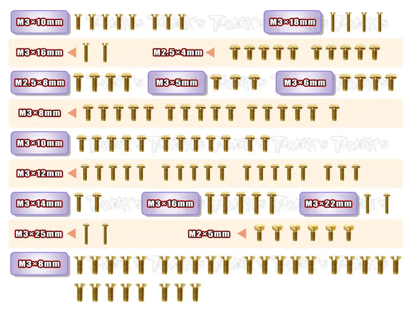 Gss-Xb2c'23	Gold Plated Steel Screw Set 126Pcs. ( For Xray Xb2c'23 ) 1