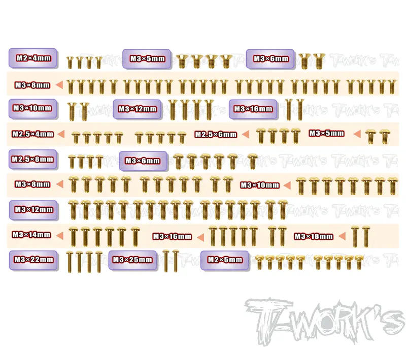 Gss-Xb2c'26	Gold Plated Steel Screw Set 142Pcs. ( For Xray Xb2c'26 ) 1