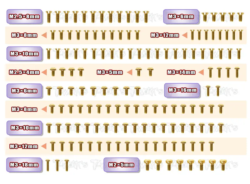 Gss-Xb4'22	Gold Plated Steel Screw Set 146Pcs. ( For Xray Xb4'22 ) 1