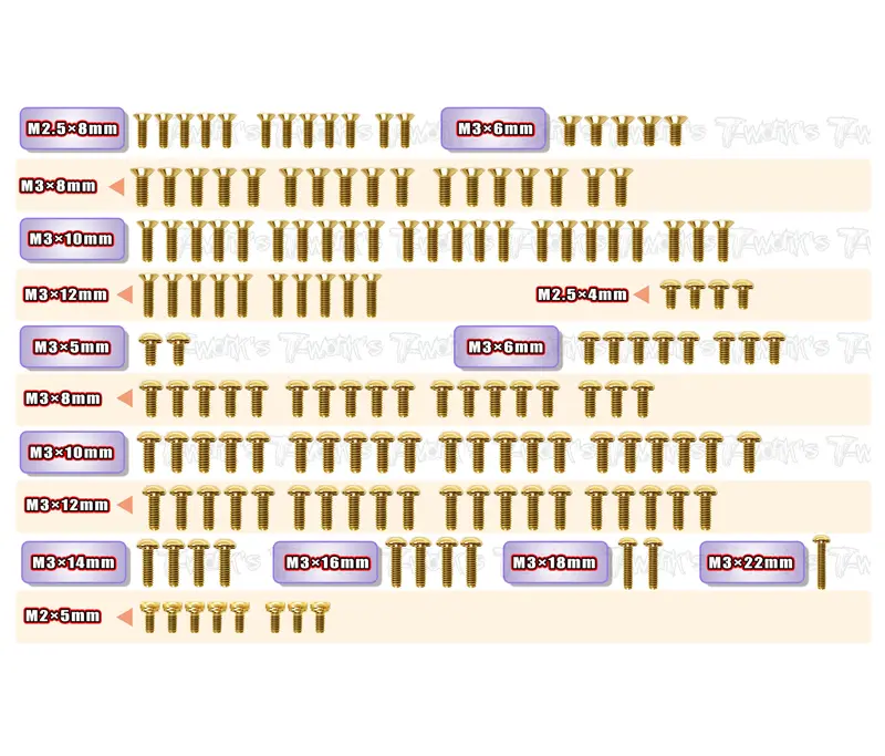 Gss-Xb4'25   Gold Plated Steel Screw Set 159Pcs.( For Xray Xb4'25 ) 1