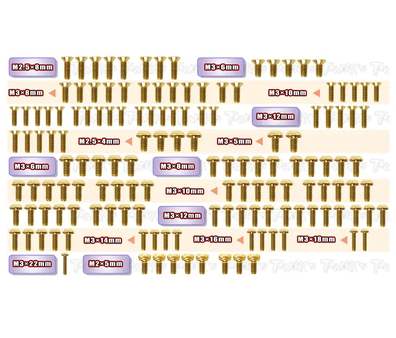 Gss-Xb4c'24   Gold Plated Steel Screw Set 143Pcs.( For Xray Xb4c'24 ) 1