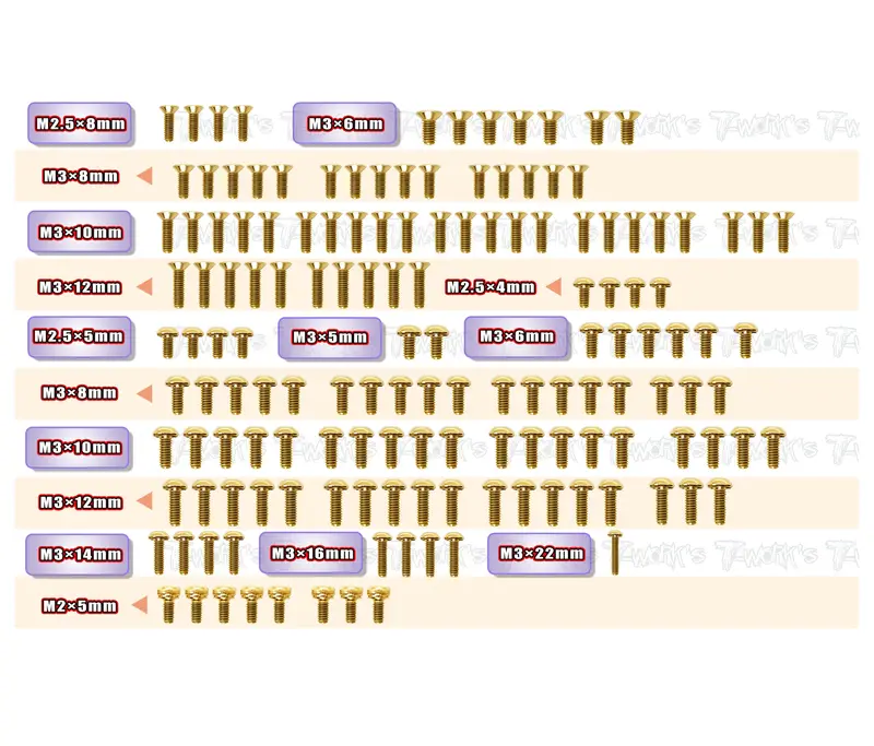 Gss-Xb4c'26    Gold Plated Steel Screw Set 147Pcs. ( For Xray Xb4c'26 ) 1
