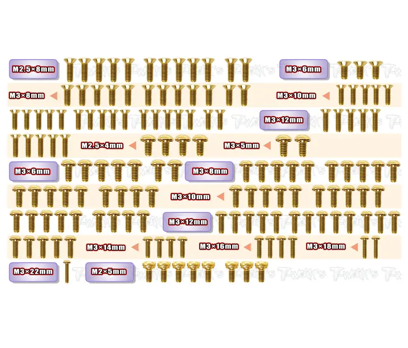 Gss-Xb4d'24   Gold Plated Steel Screw Set 147Pcs.( For Xray Xb4d'24 ) 1