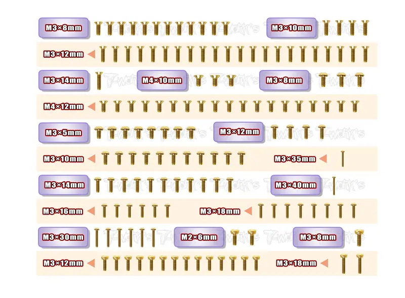 Gss-Xb8'22	Gold Plated Steel Screw Set 139Pcs. ( For Xray Xb8 2022 ) 1