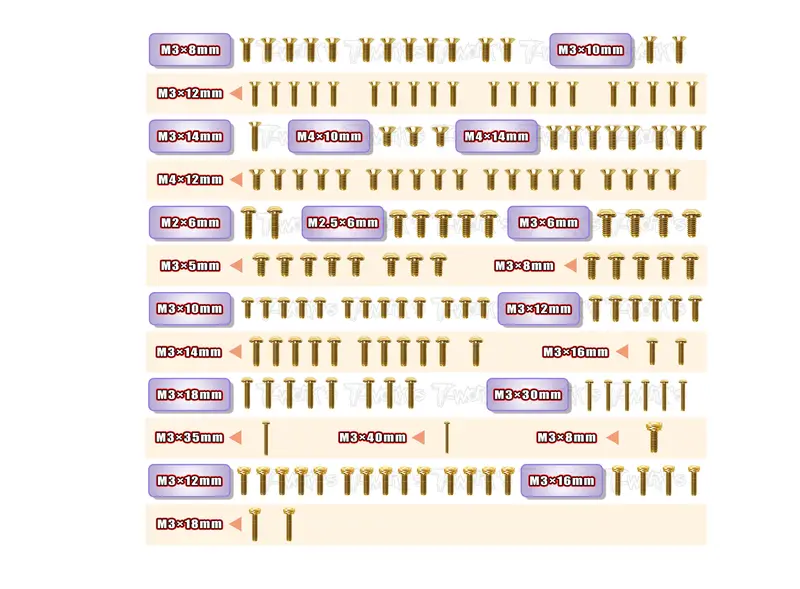 Gss-Xb8'23 Gold Plated Steel Screw Set 158Pcs. ( For Xray Xb8'23 ) 1