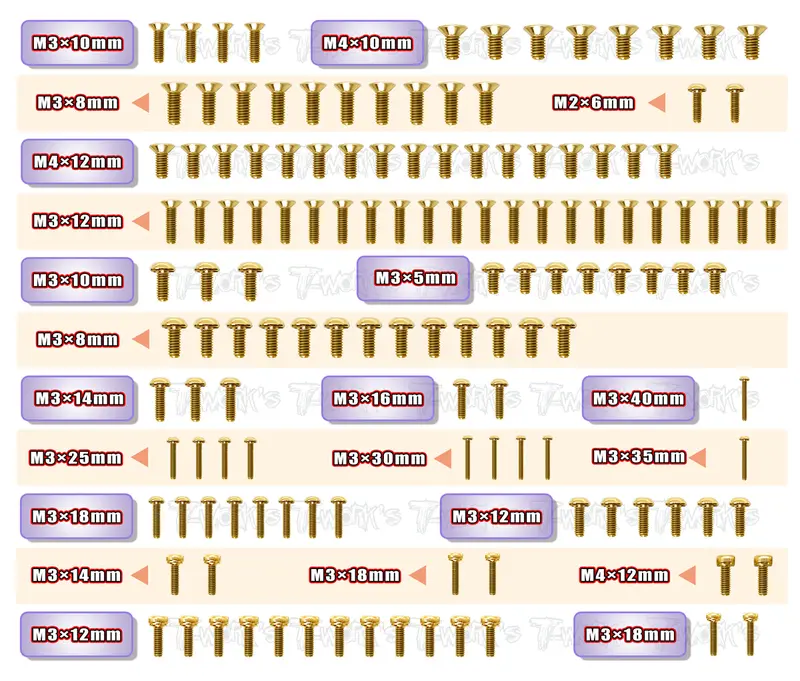 Gss-Xb8e'21 Gold Plated Steel Screw Set 131Pcs. ( For Xray Xb8e 2021 ) 1