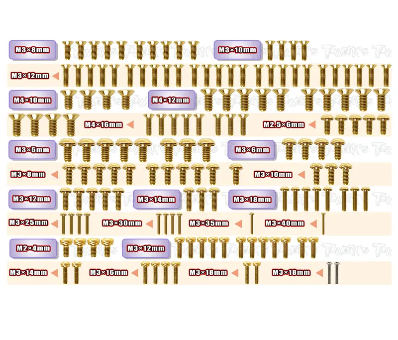 Gss-Xb8e'24   Gold Plated Steel Screw Set 149Pcs.( For Xray Xb8e'24 ) 1