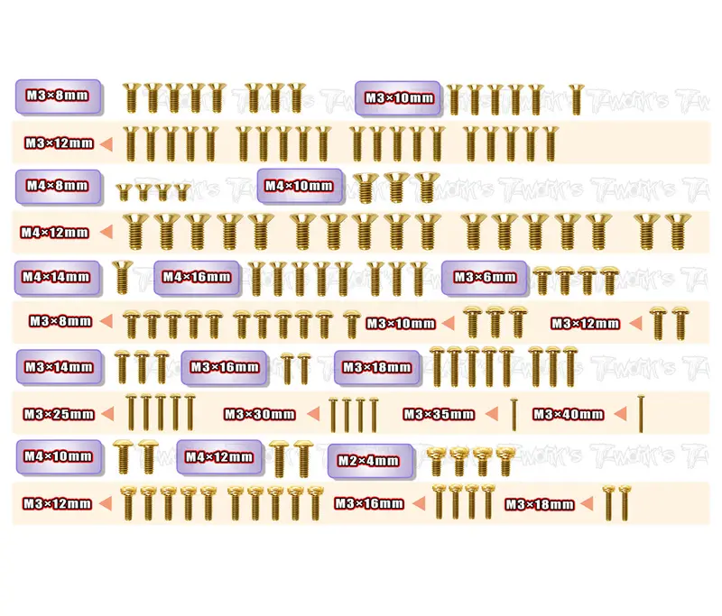 Gss-Xb8e'26	Gold Plated Steel Screw Set 135Pcs. ( For Xray Xb8e'26 ) 1