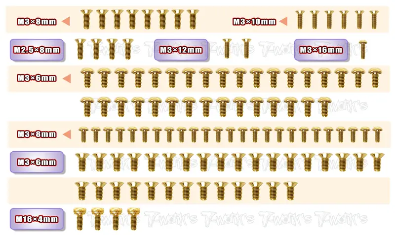 Gss-Xq10f  Gold Plated Steel Screw Set 114Pcs. ( For Xpress Xq10f ) 1