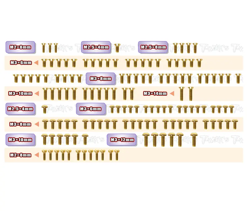 Gss-Xq11	 Gold Plated Steel Screw Set 136Pcs. ( For Xpress Xq11 ) 1