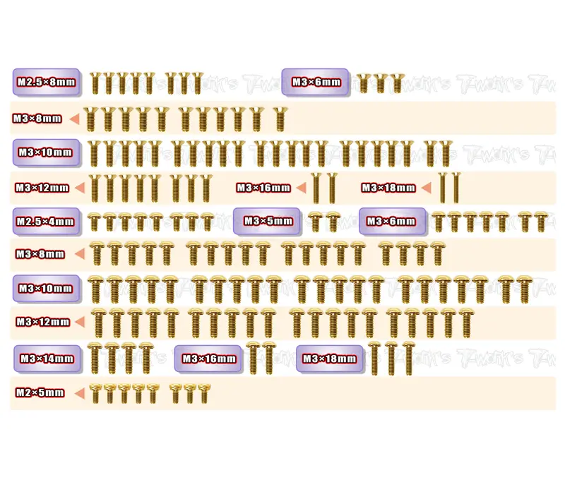 Gss-Xt4'25    Gold Plated Steel Screw Set 151Pcs.( For Xray Xt4'25 ) 1