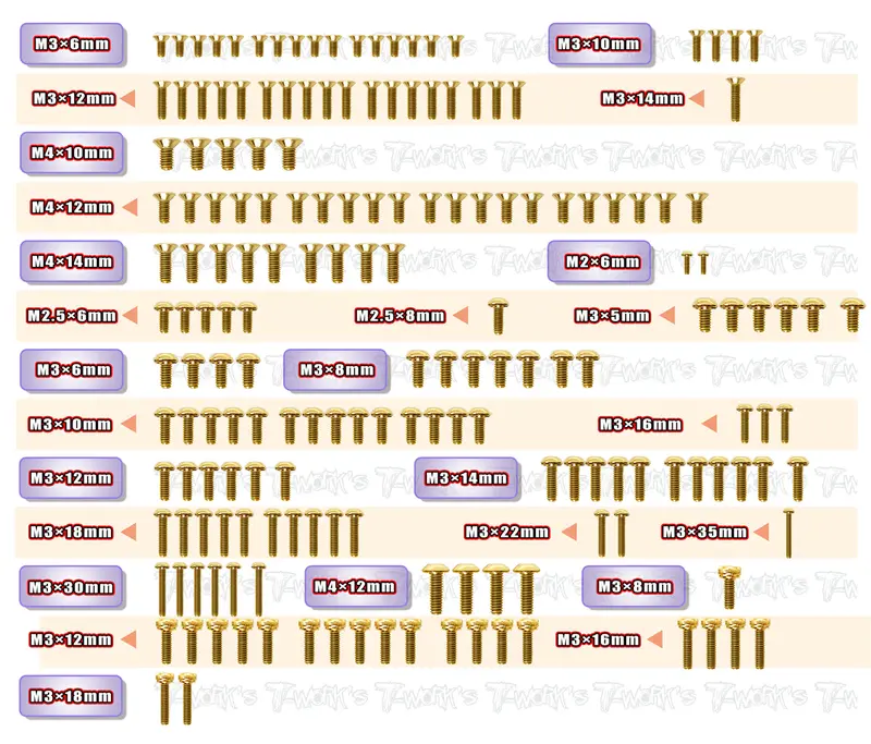 Gss-Xt8'24	 Gold Plated Steel Screw Set 177Pcs. ( For Xray Xt8'24 ) 1