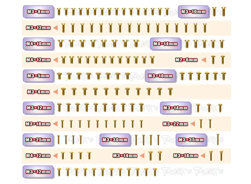 Gss-Xt8e'22	Gold Plated Steel Screw Set 140Pcs. ( For Xray Xt8e 2022 ) 1