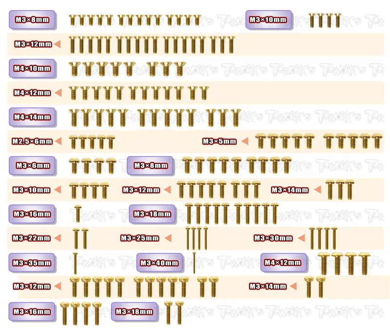 Gss-Xt8e'24	  Gold Plated Steel Screw Set 159Pcs. ( For Xray Xt8e'24 ) 1