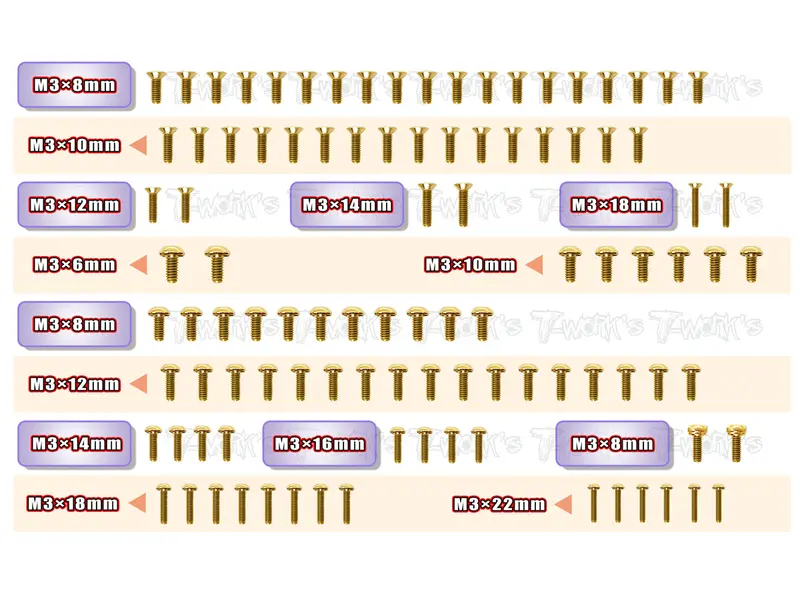 Gss-Yz2-Dtm3.1  Gold Plated Steel Screw Set 101Pcs. ( For Yokomo Yz2 Dtm3.1 ) 1