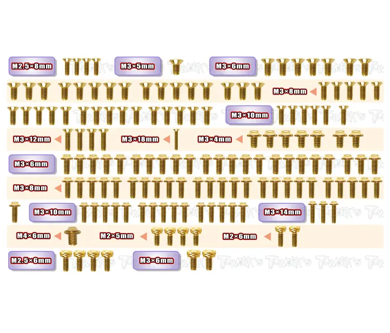 Gssu-A1025    Gold Plated Steel Ufo Screw Set 146Pcs.( For Arc A10 25 ) 1