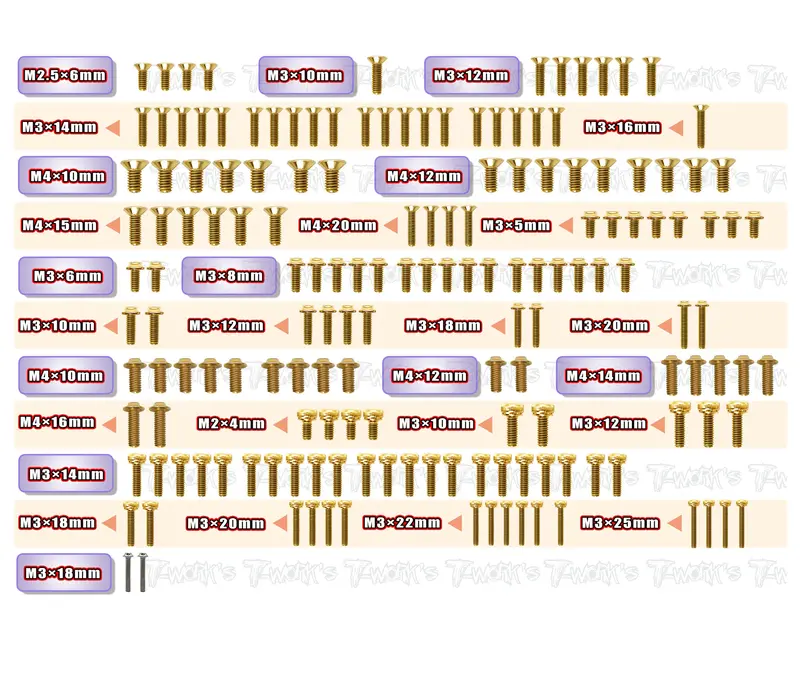 Gssu-Eb482.2    Gold Plated Steel Ufo Screw Set 161Pcs.( For Tekno Eb48 2.2 ) 1