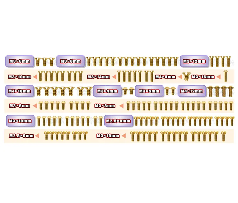 Gssu-Gr-Nitro	  Gold Plated Steel Ufo Screw Set 138Pcs. ( For Gimar Raptor Nitro ) 1