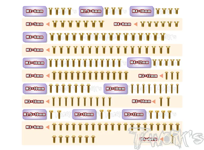 Gssu-Mrx6x	Gold Plated Steel Ufo Screw Set 155Pcs. ( For Mugen Mrx6x ) 1
