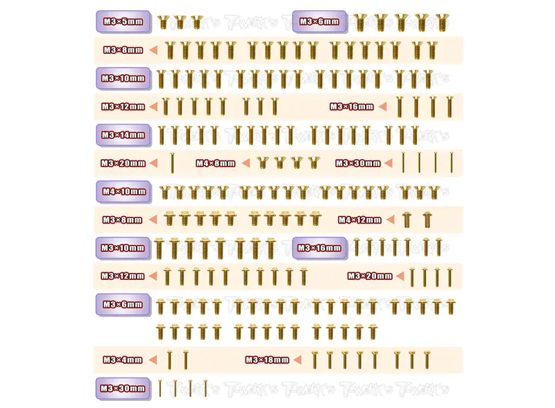 Gssu-Raptor	   Gold Plated Steel Ufo Screw Set 190Pcs. ( For Raptor ) 1