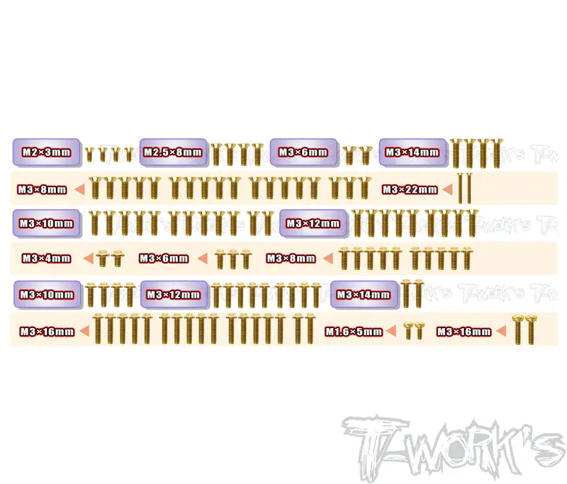Gssu-Rc10b7.1C 	 Gold Plated Steel Ufo Screw Set 106Pcs. ( For Team Associated Rc10 B7.1C ) 1