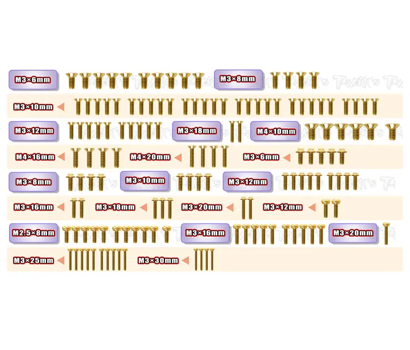 Gssu-Sbx4e 	 Gold Plated Steel Ufo Screw Set 136Pcs.( For Wirc Sbx4e ) 1