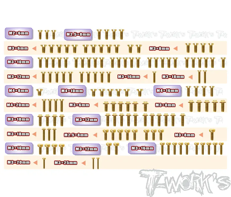 Gssu-Sbx4	Gold Plated Steel Ufo Screw Set 134Pcs.( For Wirc Sbx4 ) 1