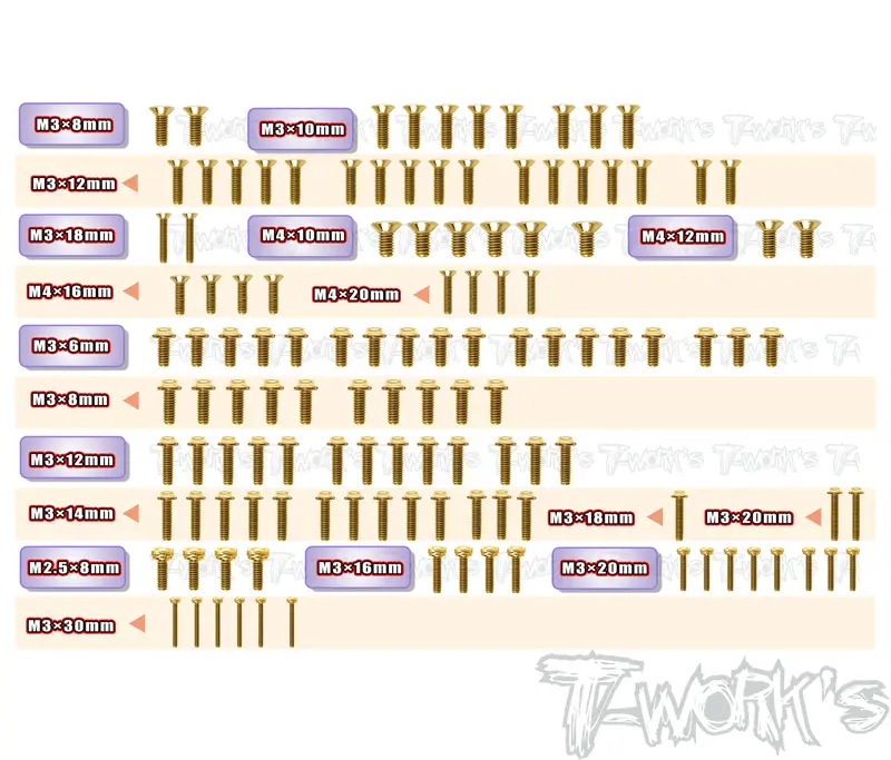 Gssu-Sbxe-3	Gold Plated Steel Ufo Screw Set 124Pcs.( For Wirc Sbxe-3 ) 1