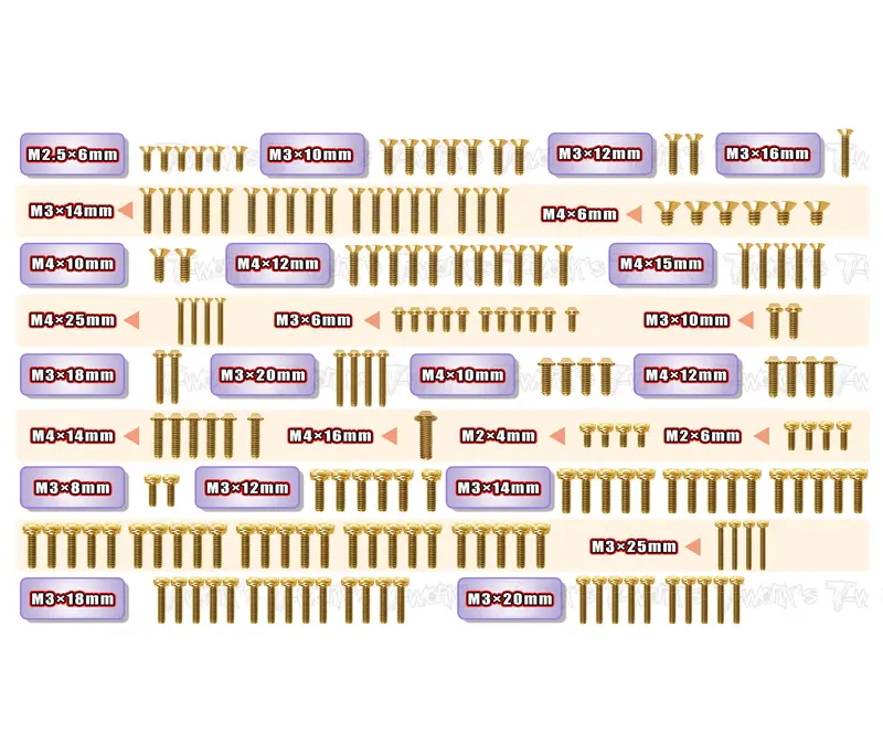 Gssu-Sct4102.0   Gold Plated Steel Ufo Screw Set 180Pcs.( For Tekno Sct4102.0 ) 1