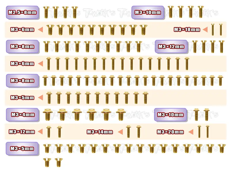 Gssu-X4  Gold Plated Steel Ufo Screw Set 115Pcs. ( For Xray X4 ) 1
