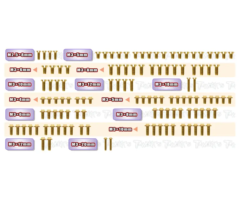 Gssu-X4'24	Gold Plated Steel Ufo Screw Set 117Pcs. ( For Xray X4 2024 ) 1